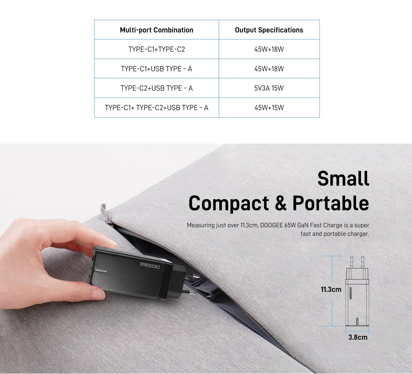 DOOGEE 65W GaN Fast Charger DOOGEE